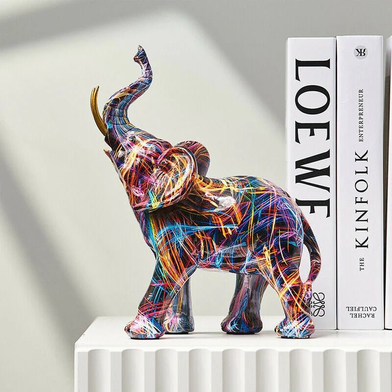 Vionara - Statuette d’éléphant en résine peinte style graffiti | Vionara