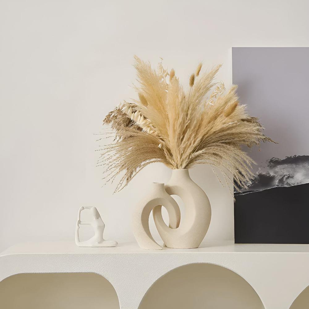 Vionara - Duo de vases en céramique mate, formes abstraites entrelacées