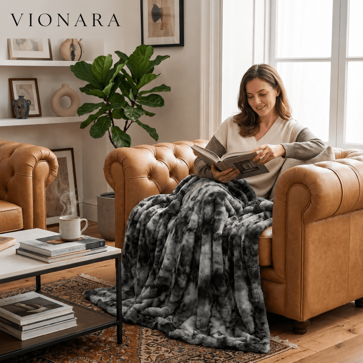 Vionara - Plaid en polaire double face ultra-doux pour chambre et salon | Vionara