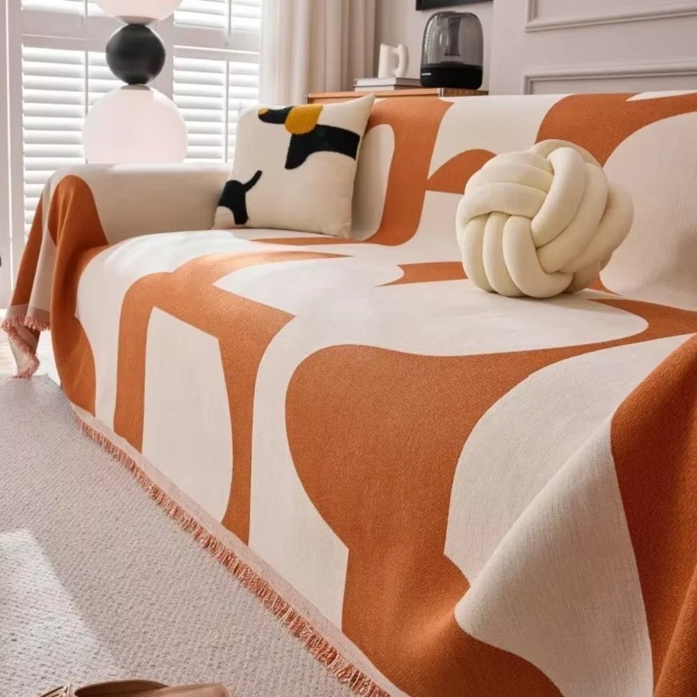 Vionara - Housse de canapé en chenille texturée à motif jacquard bohème | Vionara