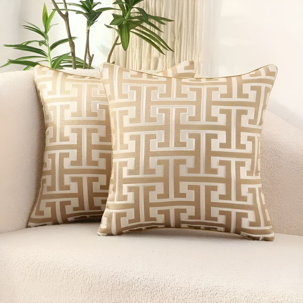 Vionara - Housse de coussin jacquard en velours texturé 45×45 cm