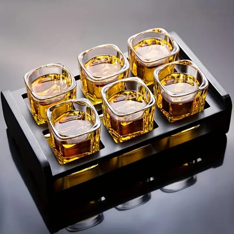 Vionara - Service à whisky en verre trempé avec plateau noir mat