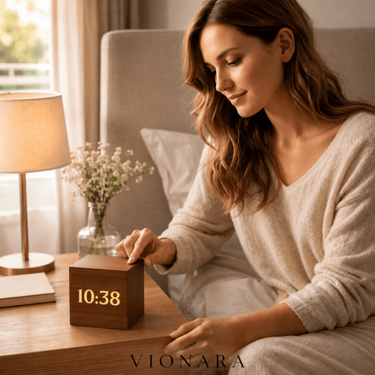 Vionara - Réveil LED en bois minimaliste avec affichage numérique | Vionara