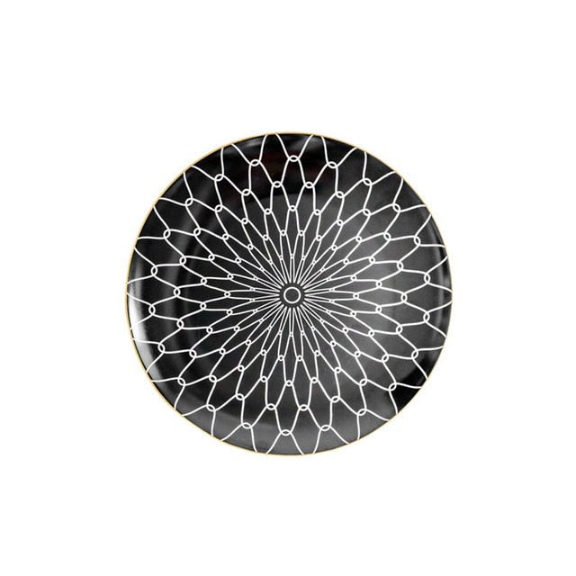 Vionara - Assiette en céramique ronde à motifs abstraits | Vionara