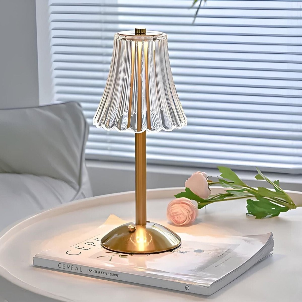 Vionara - Lampe de table cristalline en aluminium brossé | Vionara