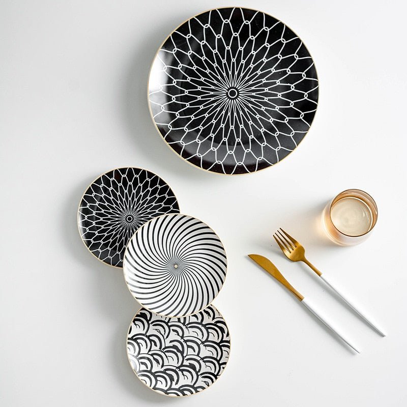 Vionara - Assiette en céramique ronde à motifs abstraits | Vionara