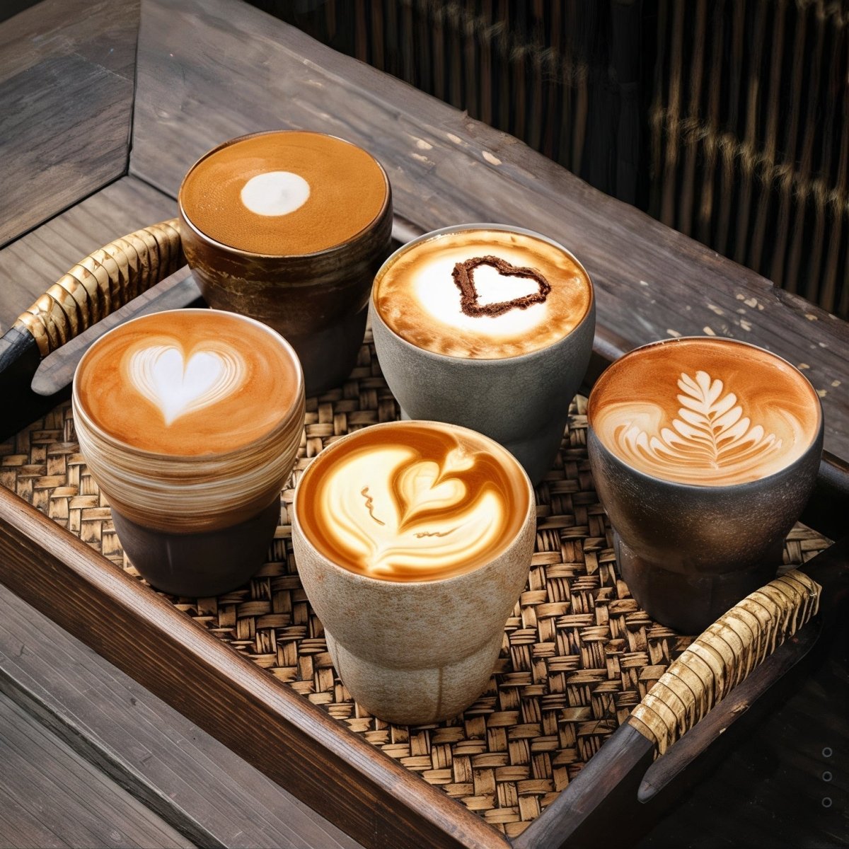 Vionara - Tasses à café obliques en céramique avec poignée en bois | Vionara