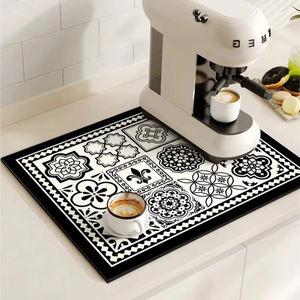 Vionara - Tapis absorbant antidérapant à motif carreaux rétro pour café ou évier