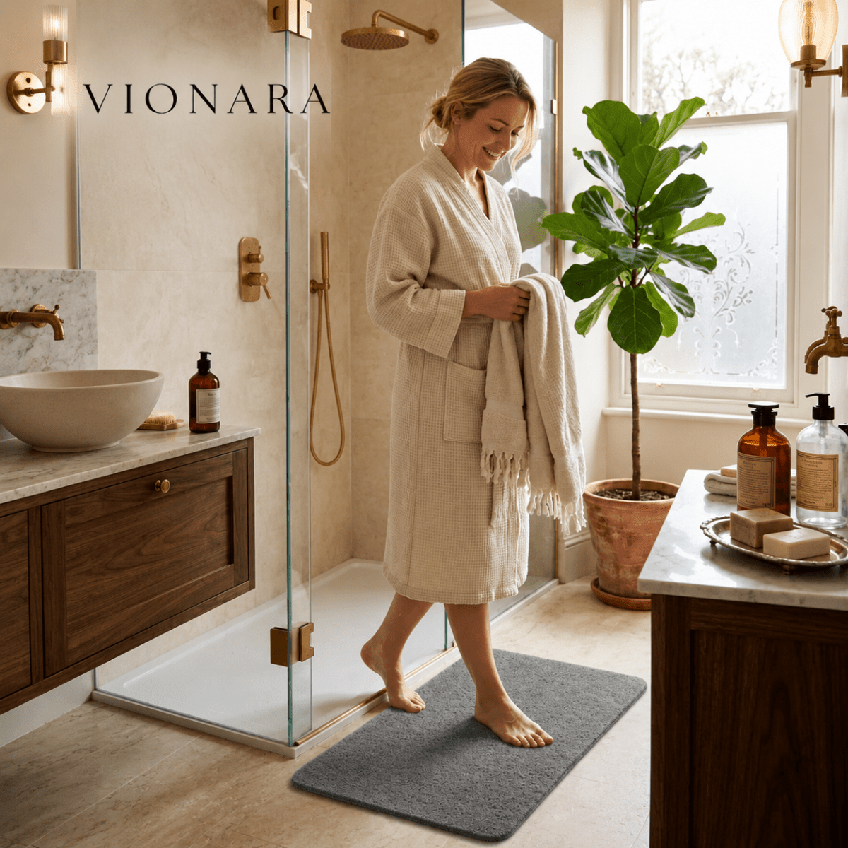 Vionara - Tapis de douche antidérapant en mousse texturée | Vionara