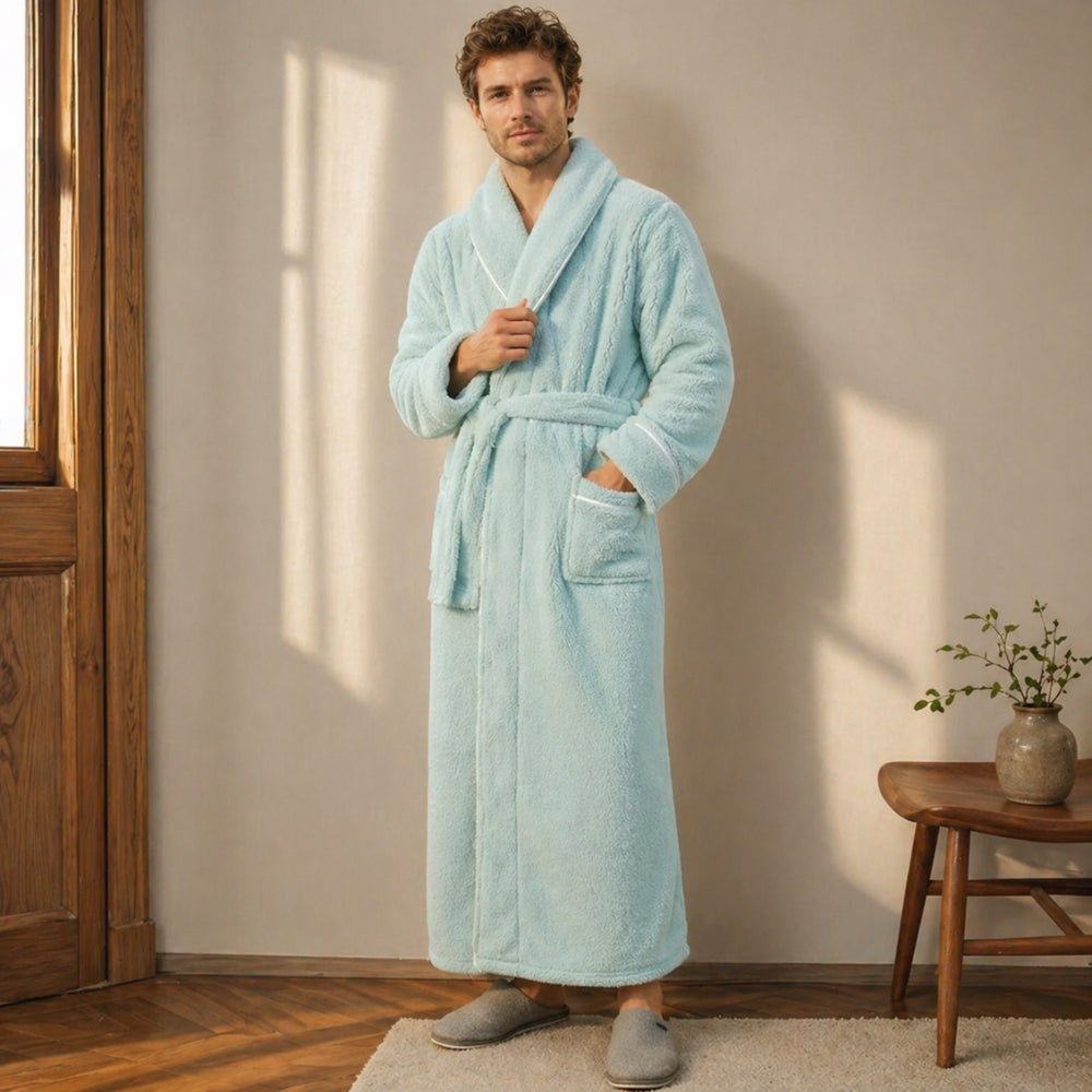 Vionara - Peignoir en flanelle douce à col châle unisexe | Vionara
