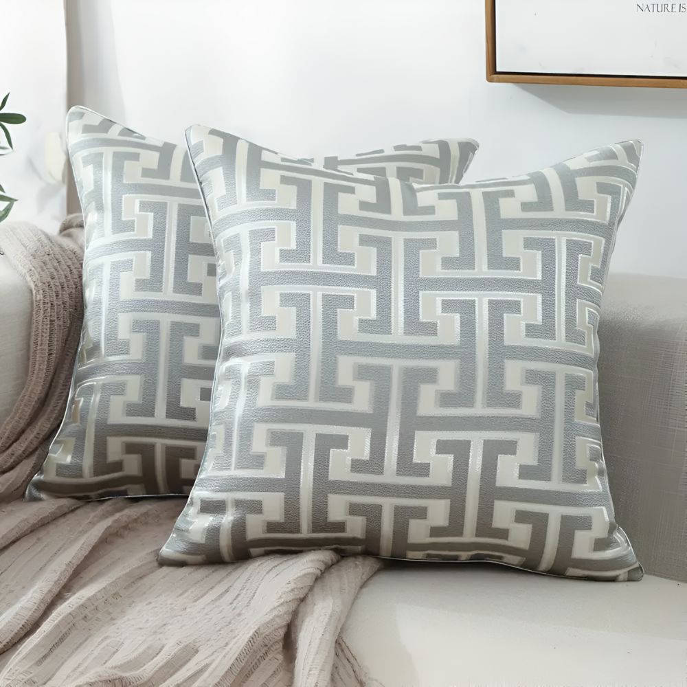 Vionara - Housse de coussin jacquard en velours texturé 45×45 cm