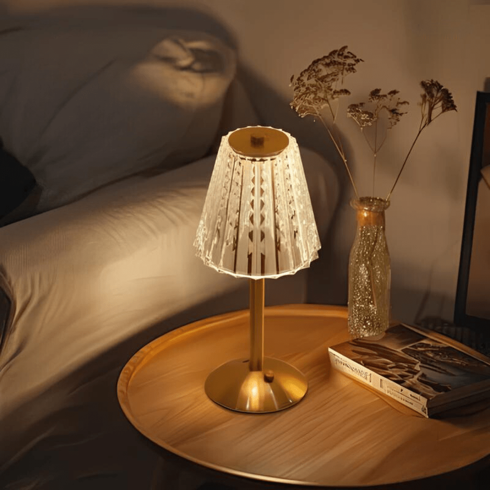 Vionara - Lampe de table cristalline en aluminium brossé | Vionara