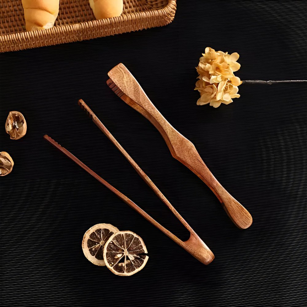 Vionara - Pinces de cuisine en bois naturel, finition résistante à la chaleur