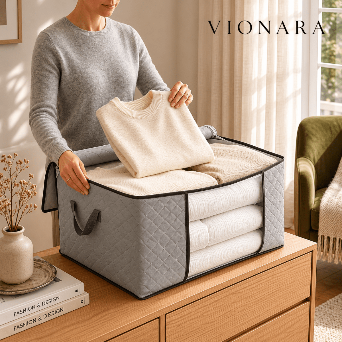 Vionara - Sac de rangement pliable en tissu respirant | Vionara