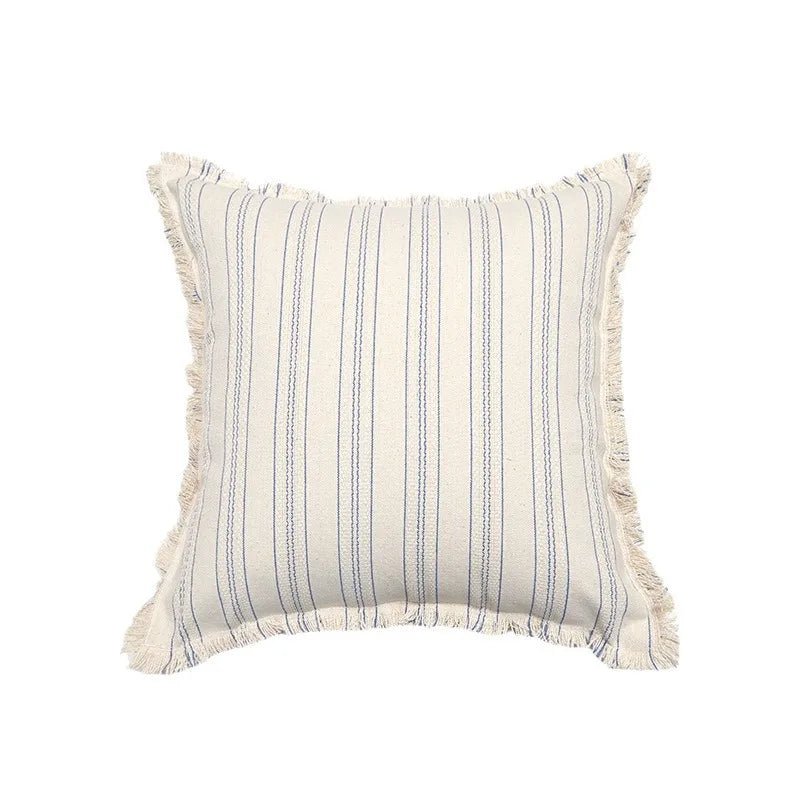 Vionara - Housse de coussin jacquard à franges en coton mélangé | Vionara