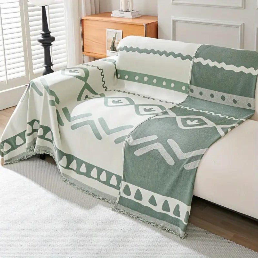 Vionara - Housse de canapé réversible en chenille – Motif bohème texturé | Vionara