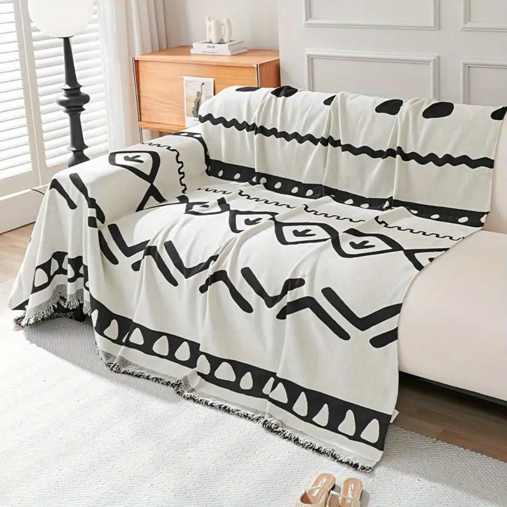 Vionara - Housse de canapé réversible en chenille – Motif bohème texturé | Vionara