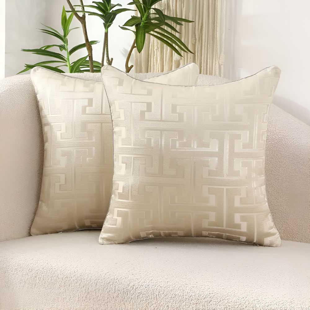 Vionara - Housse de coussin jacquard en velours texturé 45×45 cm
