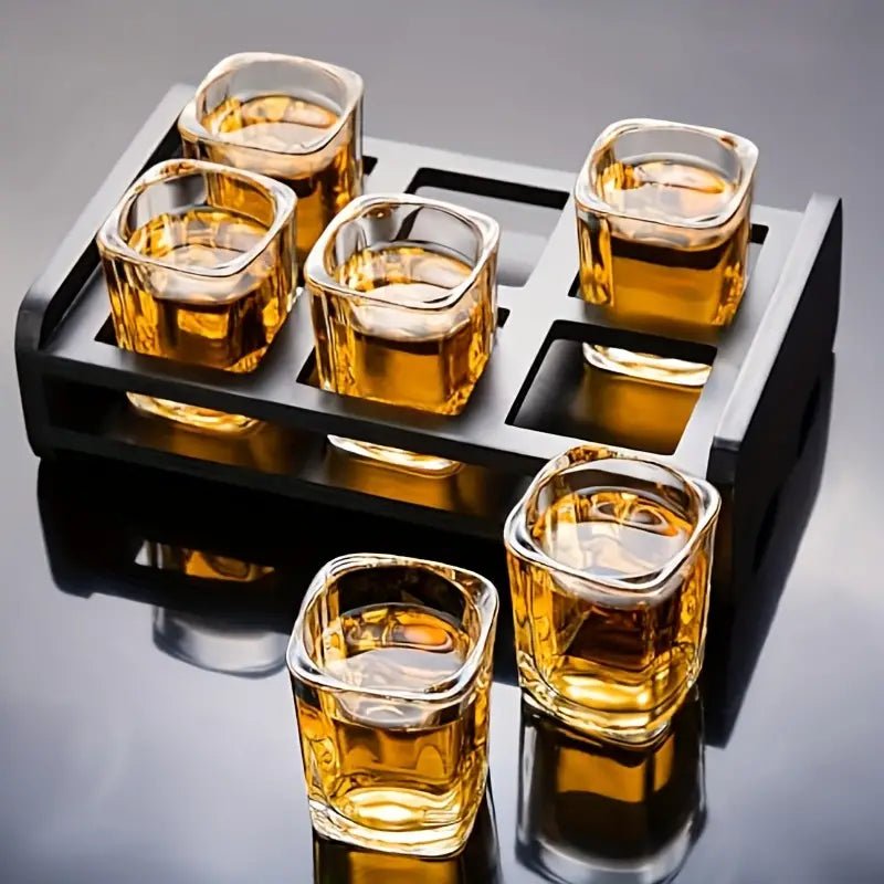 Vionara - Service à whisky en verre trempé avec plateau noir mat