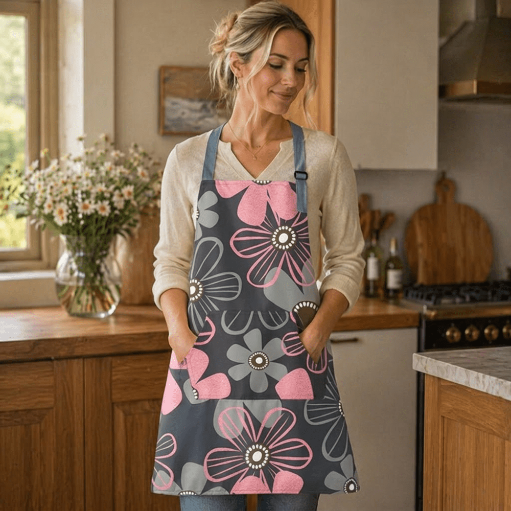 Vionara - Tablier de cuisine en coton enduit à imprimé floral vintage | Vionara