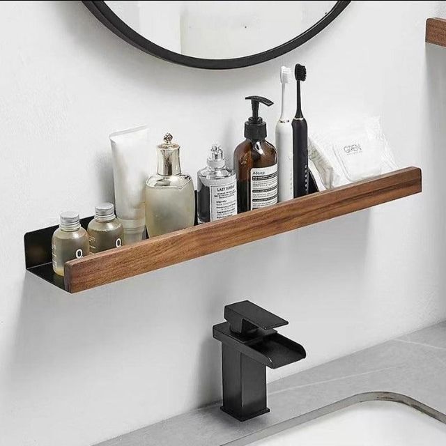 Vionara - Étagère murale de salle de bain en bois massif | Vionara