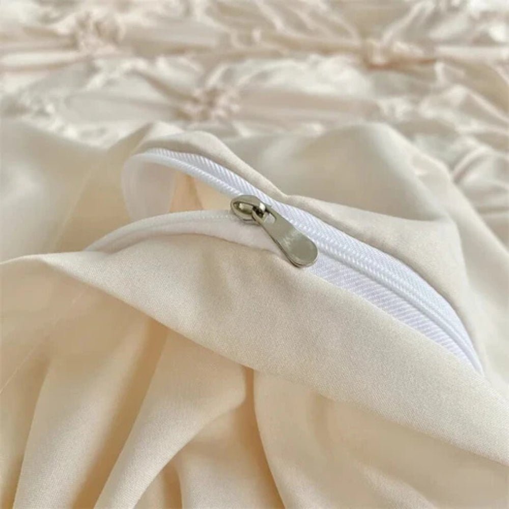 Vionara - Housse de couette texturée à plis floraux en coton mélangé | Vionara
