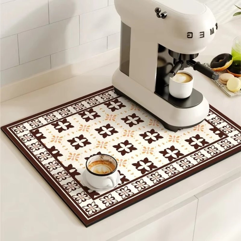 Vionara - Tapis absorbant antidérapant à motif carreaux rétro pour café ou évier
