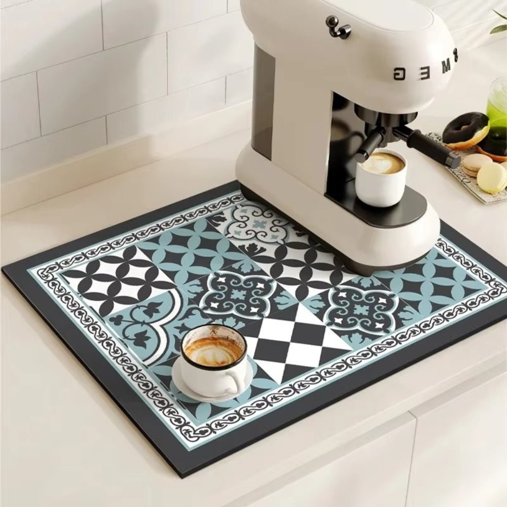 Vionara - Tapis absorbant antidérapant à motif carreaux rétro pour café ou évier
