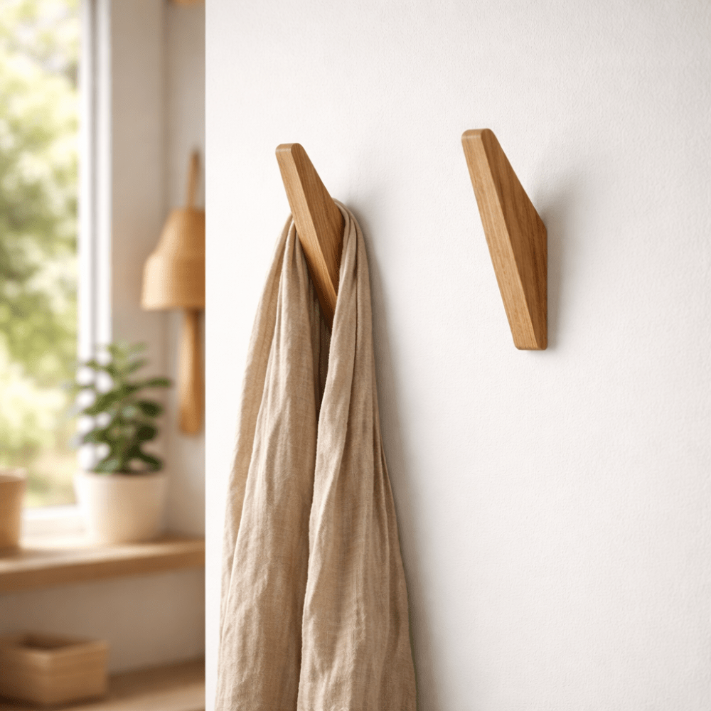 Vionara - Crochets muraux en bois naturel – Lot sculpté à la main | Vionara