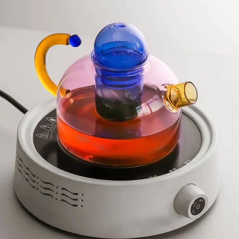 Vionara - Bouilloire translucide en verre borosilicate avec tasses | Vionara