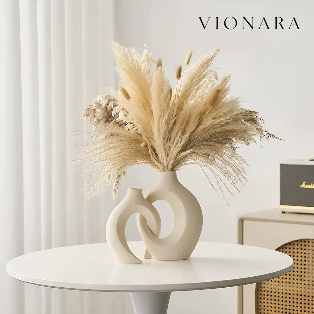 Vionara - Duo de vases en céramique mate, formes abstraites entrelacées