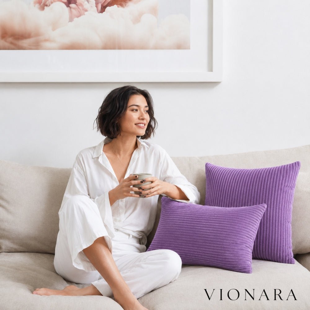 Vionara - Housse de coussin en velours côtelé doux et texturé | Vionara
