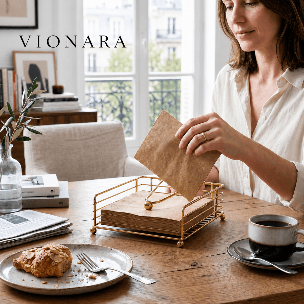Vionara - Porte-serviettes de table en fer au design épuré | Vionara
