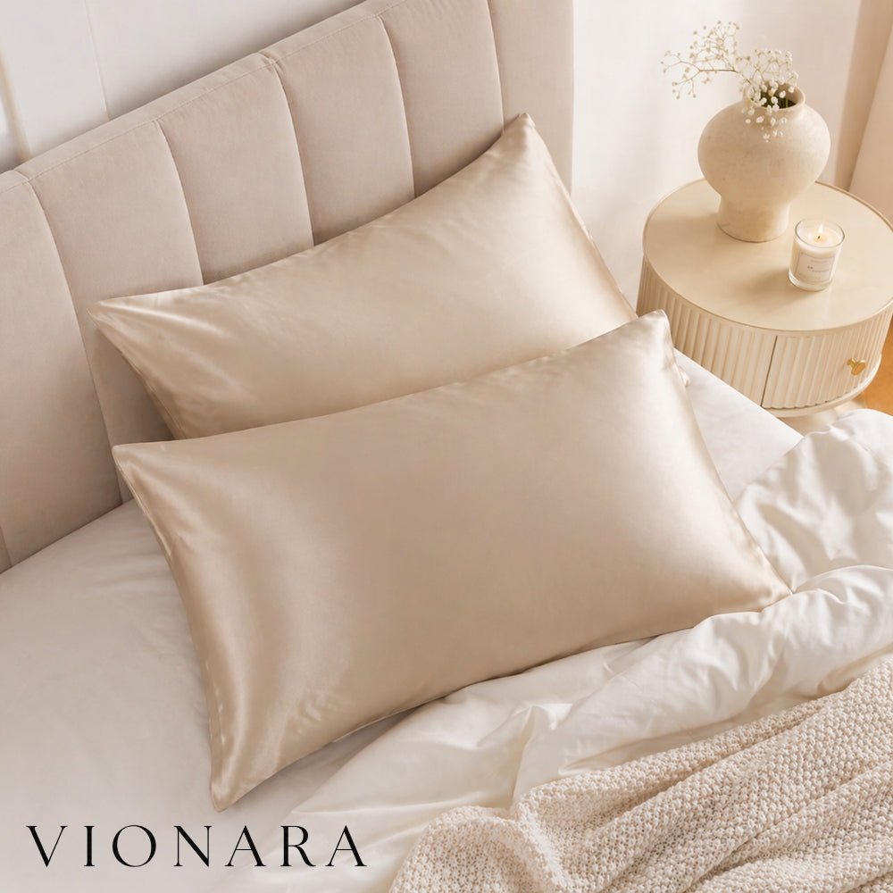 Vionara - Taies d’oreiller en soie naturelle, lot de 2 | Vionara