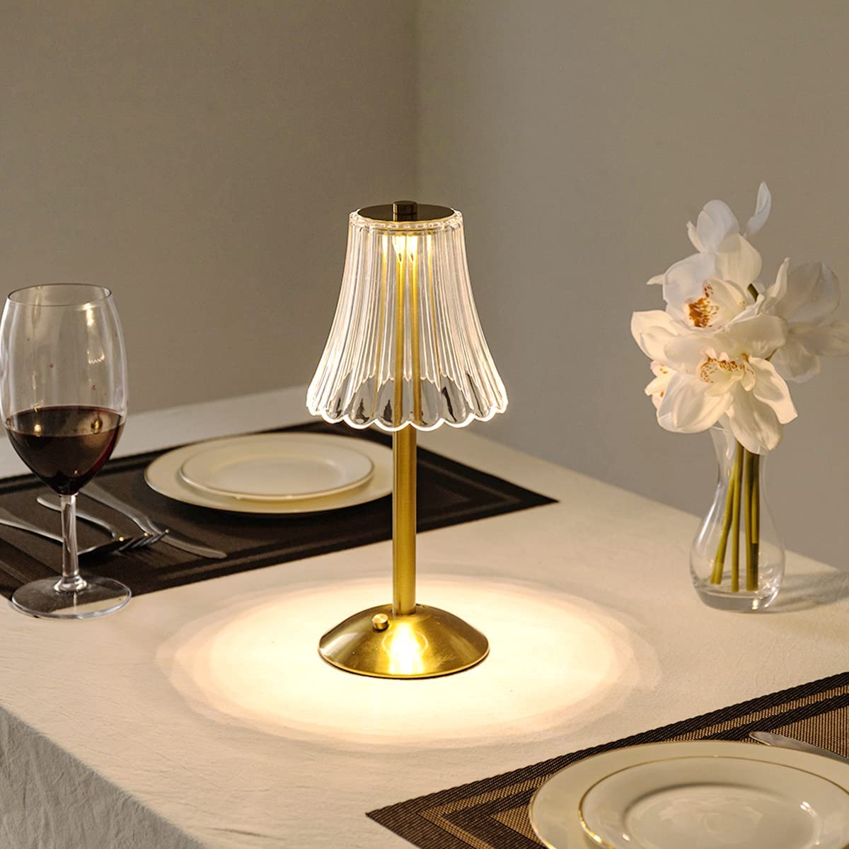 Vionara - Lampe de table cristalline en aluminium brossé | Vionara
