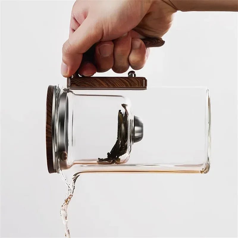 Vionara - Théière en verre borosilicaté – Infuseur acier et poignée bois | Vionara