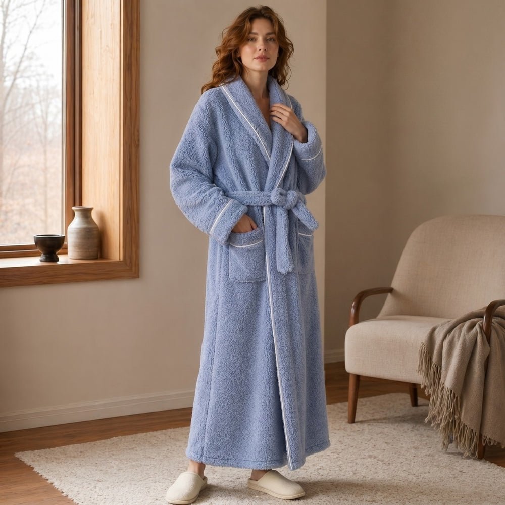Vionara - Peignoir en flanelle douce à col châle unisexe | Vionara