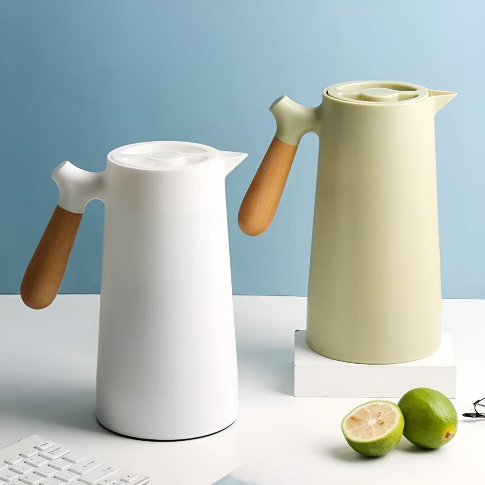 Vionara - Carafe isotherme en acier avec poignée en bois naturel | Vionara