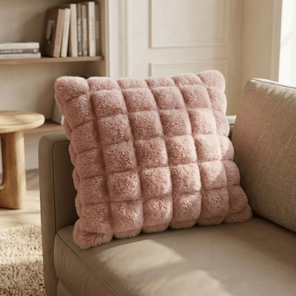 Vionara - Housse de coussin décoratif en fausse fourrure douce