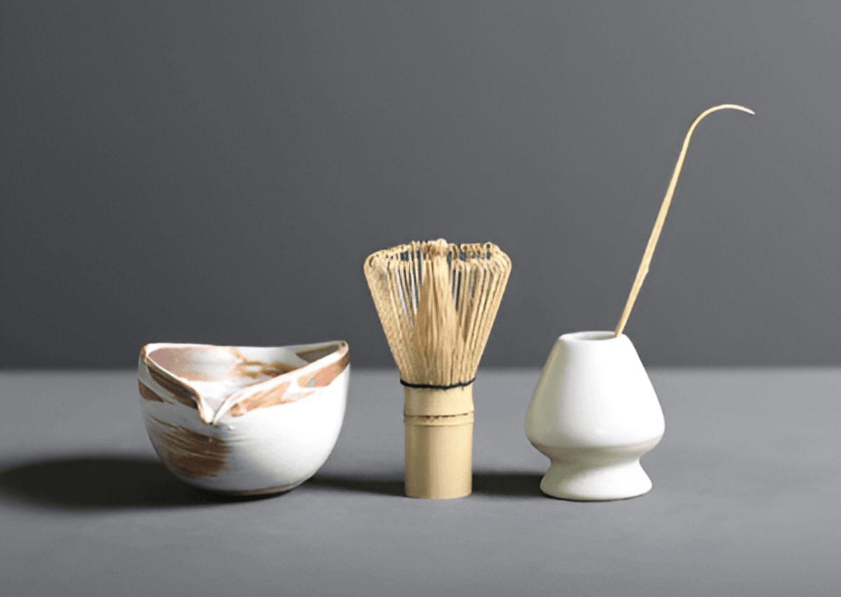 Vionara - Service à matcha japonais en céramique et bambou – 4 pièces