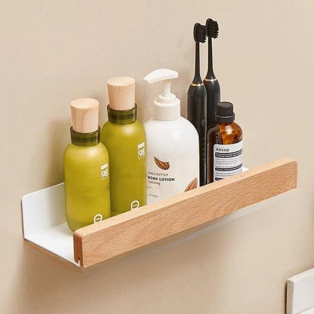 Vionara - Étagère murale de salle de bain en bois massif | Vionara