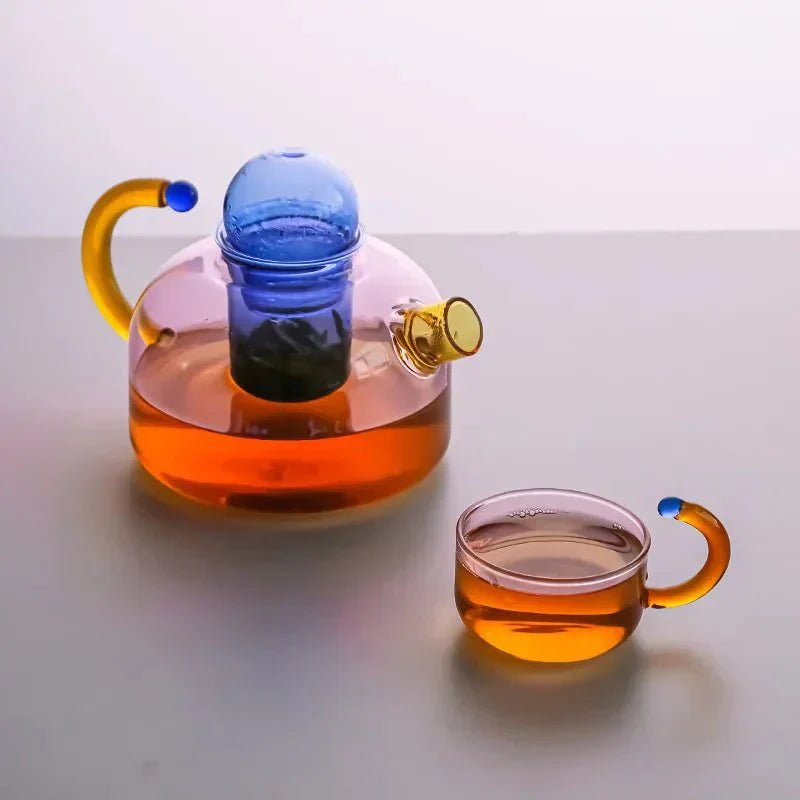 Vionara - Bouilloire translucide en verre borosilicate avec tasses | Vionara