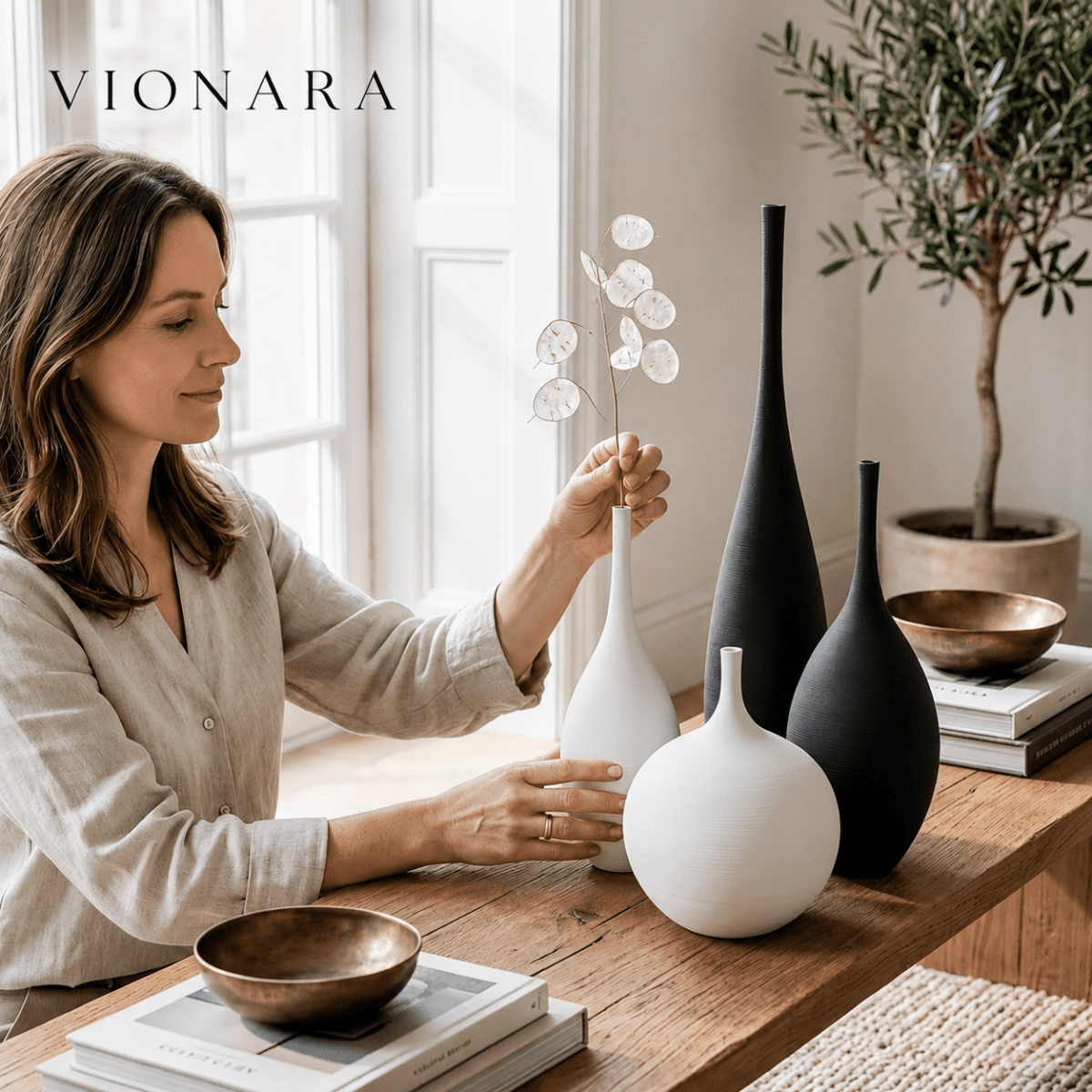 Vionara - Vase en céramique mate minimaliste – style scandinave | Vionara