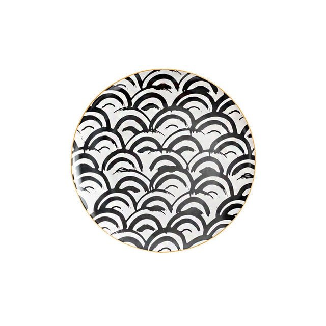 Vionara - Assiette en céramique ronde à motifs abstraits | Vionara