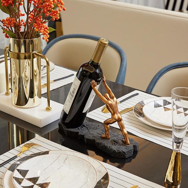 Vionara - Porte-bouteille décoratif en résine sculptée noir mat | Vionara