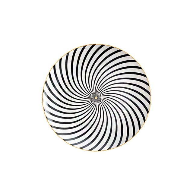 Vionara - Assiette en céramique ronde à motifs abstraits | Vionara