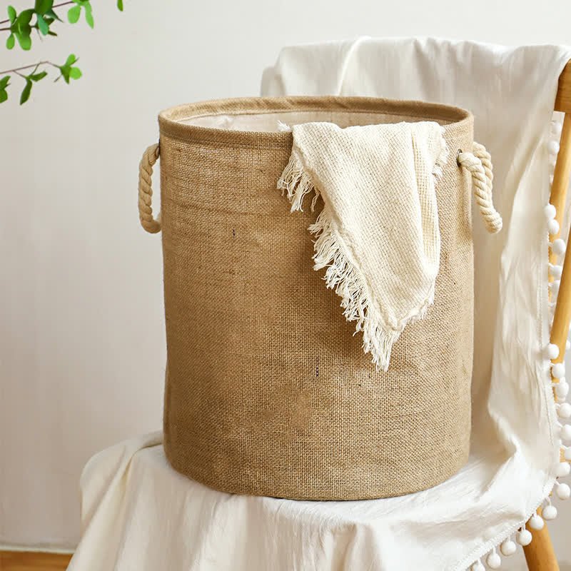 Vionara - Panier à linge pliable en coton-lin imperméable