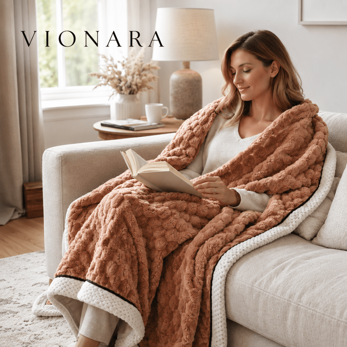 Vionara - Plaid décoratif en sherpa texturé et doux au toucher | Vionara