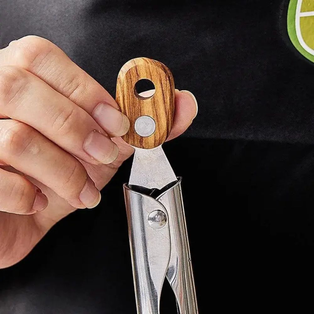 Vionara - Pinces de cuisine en acier inox et bois texturé, lot de 2 | Vionara