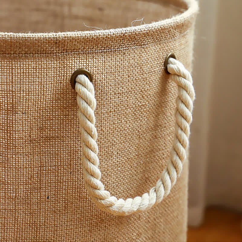 Vionara - Panier à linge pliable en coton-lin imperméable